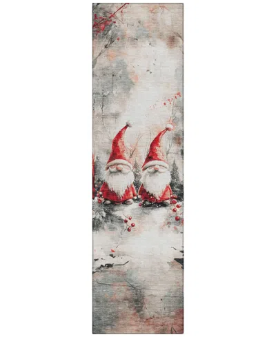 Addison Holiday Washable Indoor/outdoor Acn1808 2'3"x7'6" Runner Area Rug In White