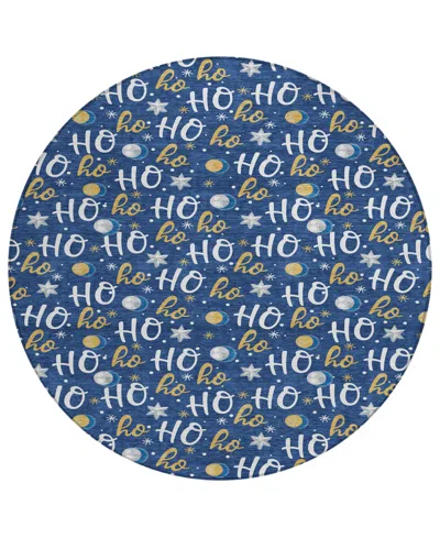 Addison Holiday Washable Indoor/outdoor Acn1810 8'x8' Round Area Rug In Blue