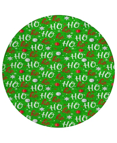 Addison Holiday Washable Indoor/outdoor Acn1810 8'x8' Round Area Rug In Green