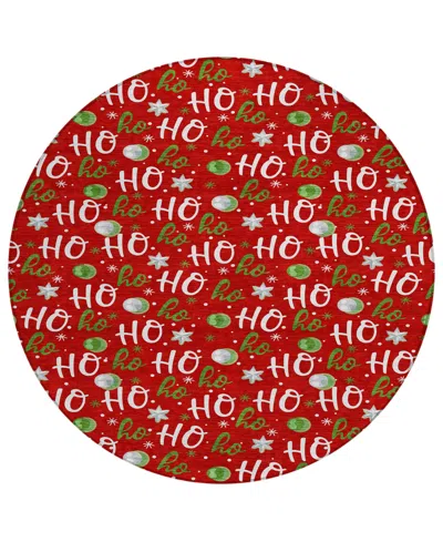 Addison Holiday Washable Indoor/outdoor Acn1810 8'x8' Round Area Rug In Red