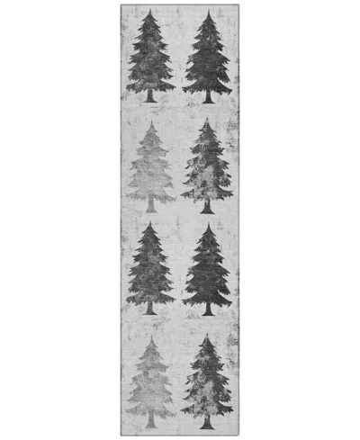 Addison Holiday Washable Indoor/outdoor Acn1811 2'3"x7'6" Runner Area Rug In Gray