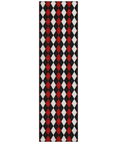 Addison Holiday Washable Indoor/outdoor Acn1812 2'3"x7'6" Runner Area Rug In Black