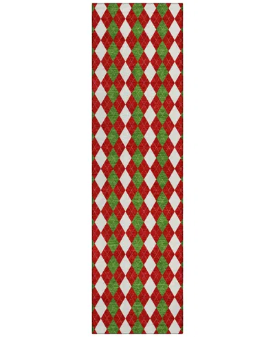 Addison Holiday Washable Indoor/outdoor Acn1812 2'3"x7'6" Runner Area Rug In Red