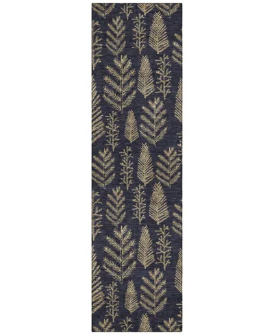 Addison Holiday Washable Indoor/outdoor Acn1813 2'3"x7'6" Runner Area Rug In Black