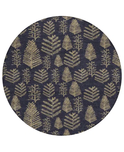 Addison Holiday Washable Indoor/outdoor Acn1813 8'x8' Round Area Rug In Black