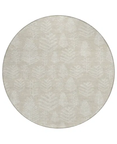 Addison Holiday Washable Indoor/outdoor Acn1813 8'x8' Round Area Rug In Brown