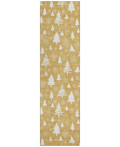 Addison Holiday Washable Indoor/outdoor Acn1815 2'3"x7'6" Runner Area Rug In Gold