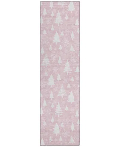Addison Holiday Washable Indoor/outdoor Acn1815 2'3"x7'6" Runner Area Rug In Pink
