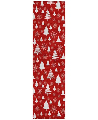 Addison Holiday Washable Indoor/outdoor Acn1815 2'3"x7'6" Runner Area Rug In Red