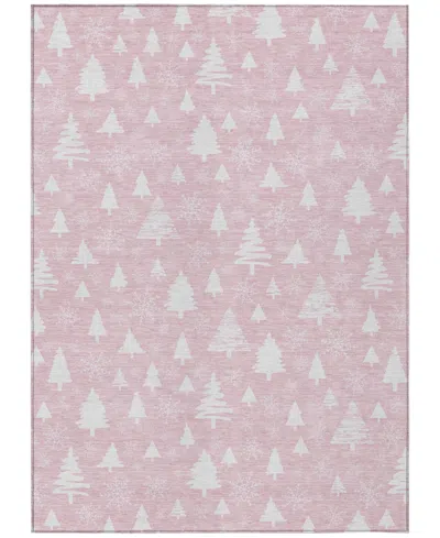 Addison Holiday Washable Indoor/outdoor Acn1815 3'x5' Area Rug In Pink