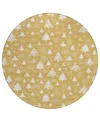 Addison Holiday Washable Indoor/outdoor Acn1815 8'x8' Round Area Rug In Gold