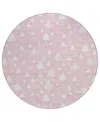 Addison Holiday Washable Indoor/outdoor Acn1815 8'x8' Round Area Rug In Pink