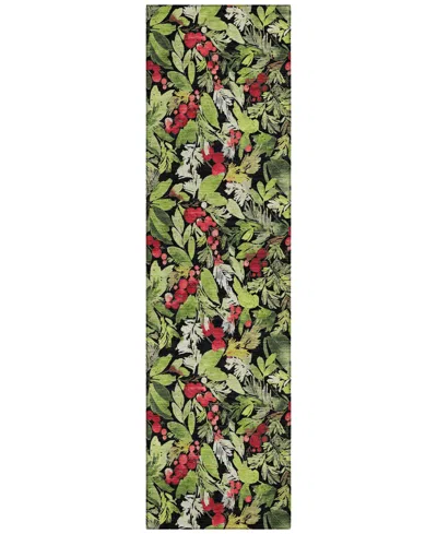 Addison Holiday Washable Indoor/outdoor Acn1816 2'3"x7'6" Runner Area Rug In Black