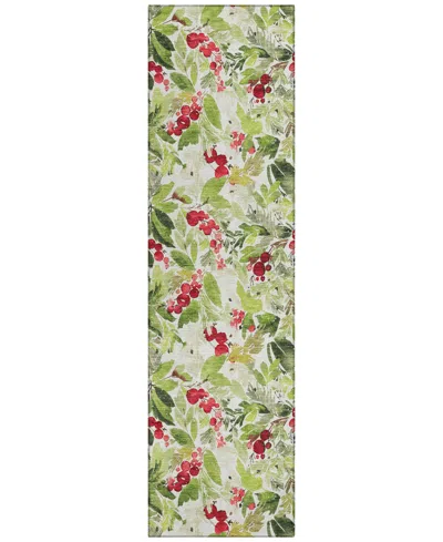 Addison Holiday Washable Indoor/outdoor Acn1816 2'3"x7'6" Runner Area Rug In Green