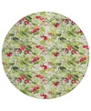 Addison Holiday Washable Indoor/outdoor Acn1816 8'x8' Round Area Rug In Green
