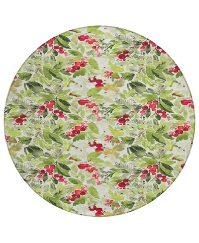 Addison Holiday Washable Indoor/outdoor Acn1816 8'x8' Round Area Rug In Green