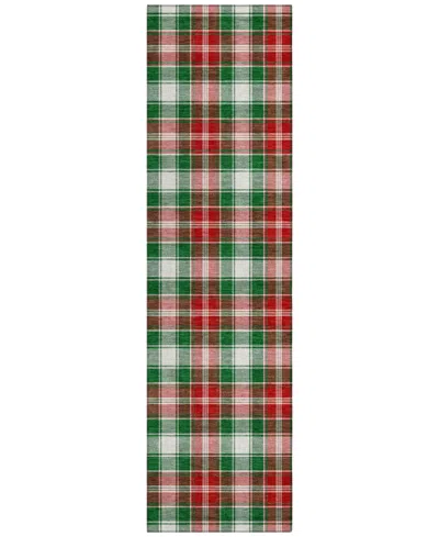 Addison Holiday Washable Indoor/outdoor Acn1817 2'3"x7'6" Runner Area Rug In Green