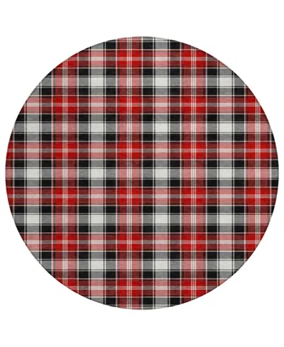 Addison Holiday Washable Indoor/outdoor Acn1817 8'x8' Round Area Rug In Black