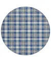 Addison Holiday Washable Indoor/outdoor Acn1817 8'x8' Round Area Rug In Blue