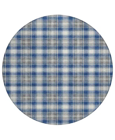 Addison Holiday Washable Indoor/outdoor Acn1817 8'x8' Round Area Rug In Blue