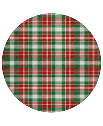 Addison Holiday Washable Indoor/outdoor Acn1817 8'x8' Round Area Rug In Green