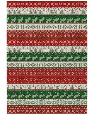 Addison Holiday Washable Indoor/outdoor Acn1818 8'x10' Area Rug In Red