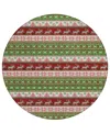 Addison Holiday Washable Indoor/outdoor Acn1818 8'x8' Round Area Rug In Green