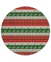 Addison Holiday Washable Indoor/outdoor Acn1818 8'x8' Round Area Rug In Red