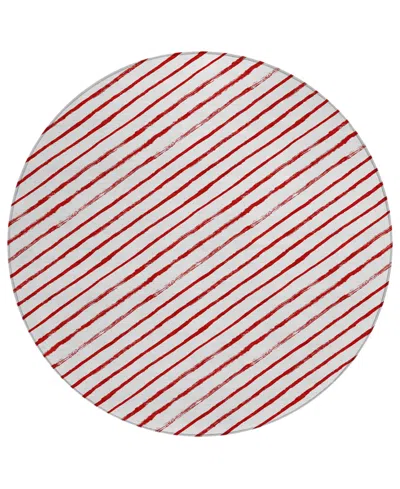 Addison Holiday Washable Indoor/outdoor Acn1819 8'x8' Round Area Rug In Red