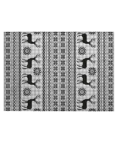 Addison Holiday Washable Indoor/outdoor Acn1820 1'8"x2'6" Area Rug In Gray