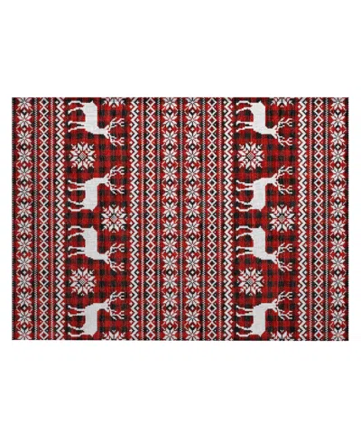 Addison Holiday Washable Indoor/outdoor Acn1820 1'8"x2'6" Area Rug In Red