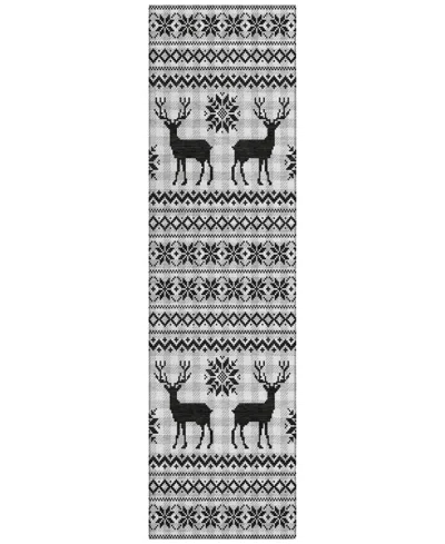 Addison Holiday Washable Indoor/outdoor Acn1820 2'3"x7'6" Runner Area Rug In Gray