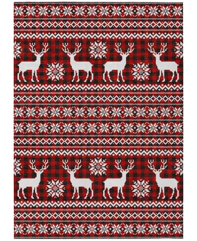 Addison Holiday Washable Indoor/outdoor Acn1820 3'x5' Area Rug In Red