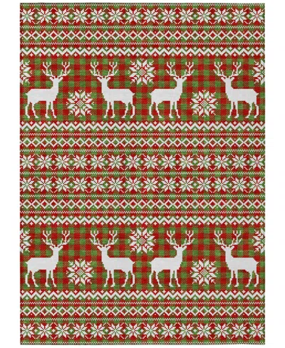 Addison Holiday Washable Indoor/outdoor Acn1820 9'x12' Area Rug In Green