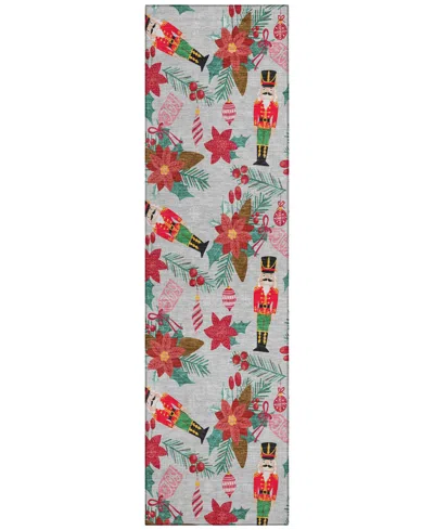 Addison Holiday Washable Indoor/outdoor Acn1822 2'3"x7'6" Runner Area Rug In Gray