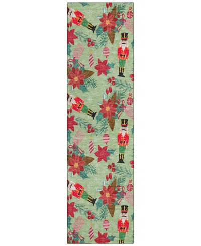 Addison Holiday Washable Indoor/outdoor Acn1822 2'3"x7'6" Runner Area Rug In Green