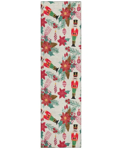 Addison Holiday Washable Indoor/outdoor Acn1822 2'3"x7'6" Runner Area Rug In White