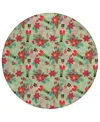 Addison Holiday Washable Indoor/outdoor Acn1822 8'x8' Round Area Rug In Green