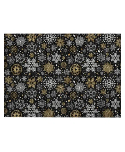 Addison Holiday Washable Indoor/outdoor Acn1823 1'8"x2'6" Area Rug In Black