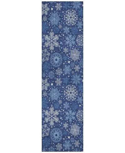 Addison Holiday Washable Indoor/outdoor Acn1823 2'3"x7'6" Runner Area Rug In Blue
