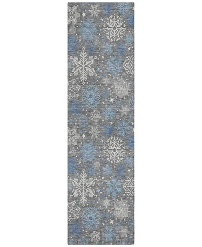 Addison Holiday Washable Indoor/outdoor Acn1823 2'3"x7'6" Runner Area Rug In Gray