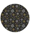Addison Holiday Washable Indoor/outdoor Acn1823 8'x8' Round Area Rug In Black
