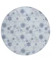 Addison Holiday Washable Indoor/outdoor Acn1823 8'x8' Round Area Rug In Blue