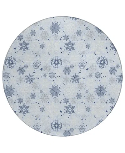 Addison Holiday Washable Indoor/outdoor Acn1823 8'x8' Round Area Rug In Blue