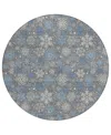 Addison Holiday Washable Indoor/outdoor Acn1823 8'x8' Round Area Rug In Gray