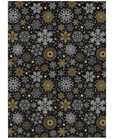 Addison Holiday Washable Indoor/outdoor Acn1823 9'x12' Area Rug In Black