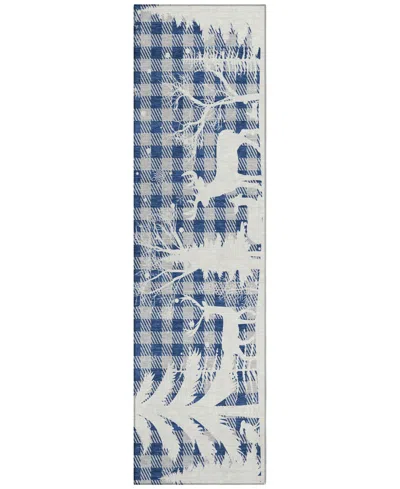 Addison Holiday Washable Indoor/outdoor Acn1824 2'3"x7'6" Runner Area Rug In Blue