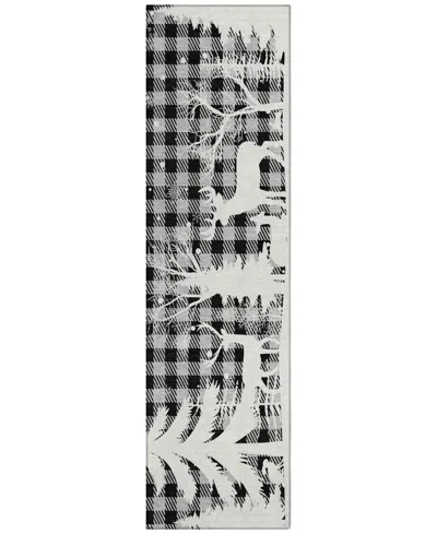 Addison Holiday Washable Indoor/outdoor Acn1824 2'3"x7'6" Runner Area Rug In Gray