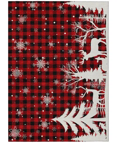 Addison Holiday Washable Indoor/outdoor Acn1824 5'x7'6" Area Rug In Red