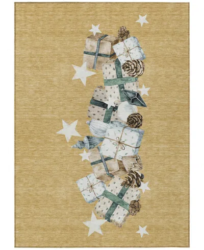 Addison Holiday Washable Indoor/outdoor Acn1825 10'x14' Area Rug In Gold